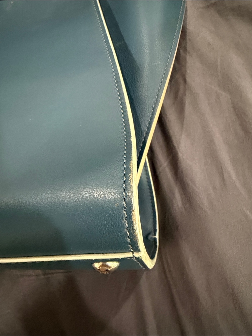 Fendi Teal Leather Peekaboo Tote with Orange and Neon Yellow Accents - Picture 5 of 8